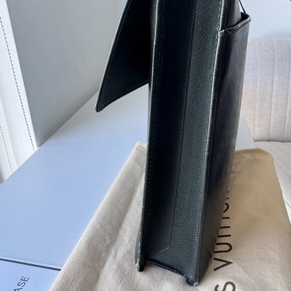 LOUIS VUITTON Business Bag Serviette Green Leather Briefcase. Authentic - Picture 6 of 11